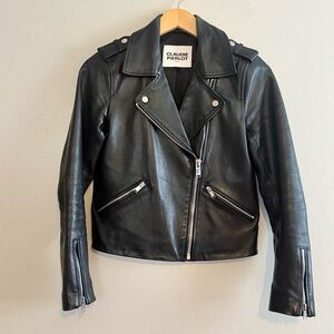 Claudie Pierlot Women's Black Leather Biker Jacket